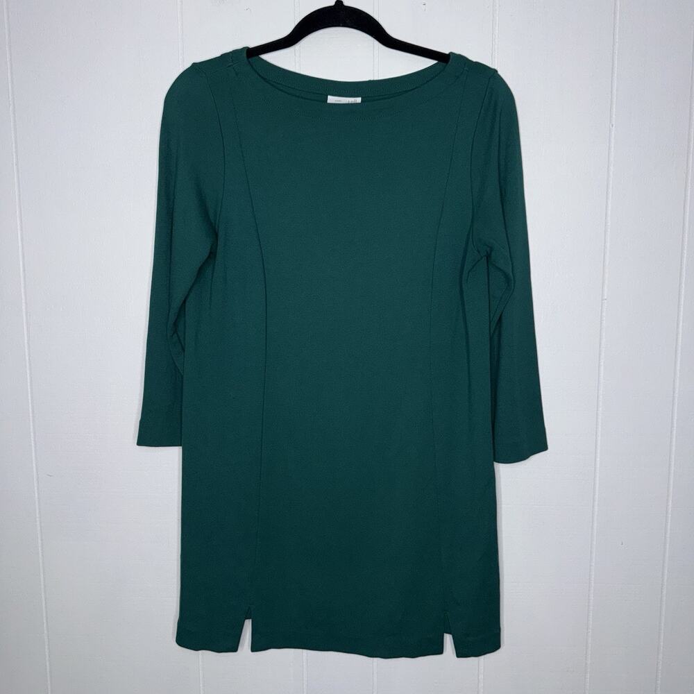 J. Jill Women’s Ponte Knit Tunic Dress Boat Neck Green Size Small